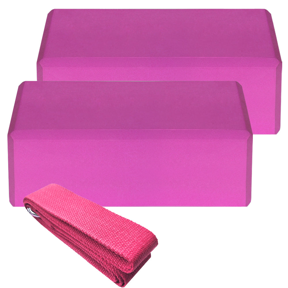 STRYKR Yogablokken Set - 2 EVA Yoga Blokken + Yogariem voor Pilates, Stretching & Meditatie