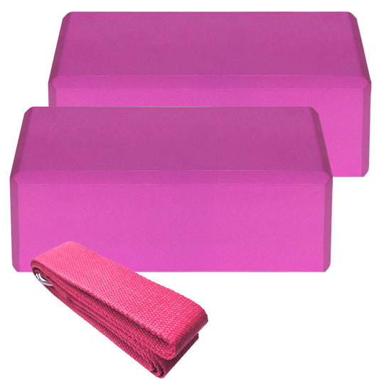 STRYKR Yogablokken Set - 2 EVA Yoga Blokken + Yogariem voor Pilates, Stretching & Meditatie