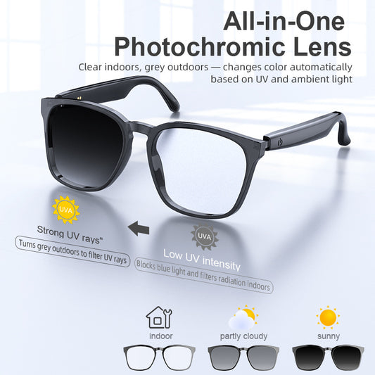 STRYKR Photochrome Bril – AI Smart Bril met Meekleurende Lens, Bluetooth & Vertaling