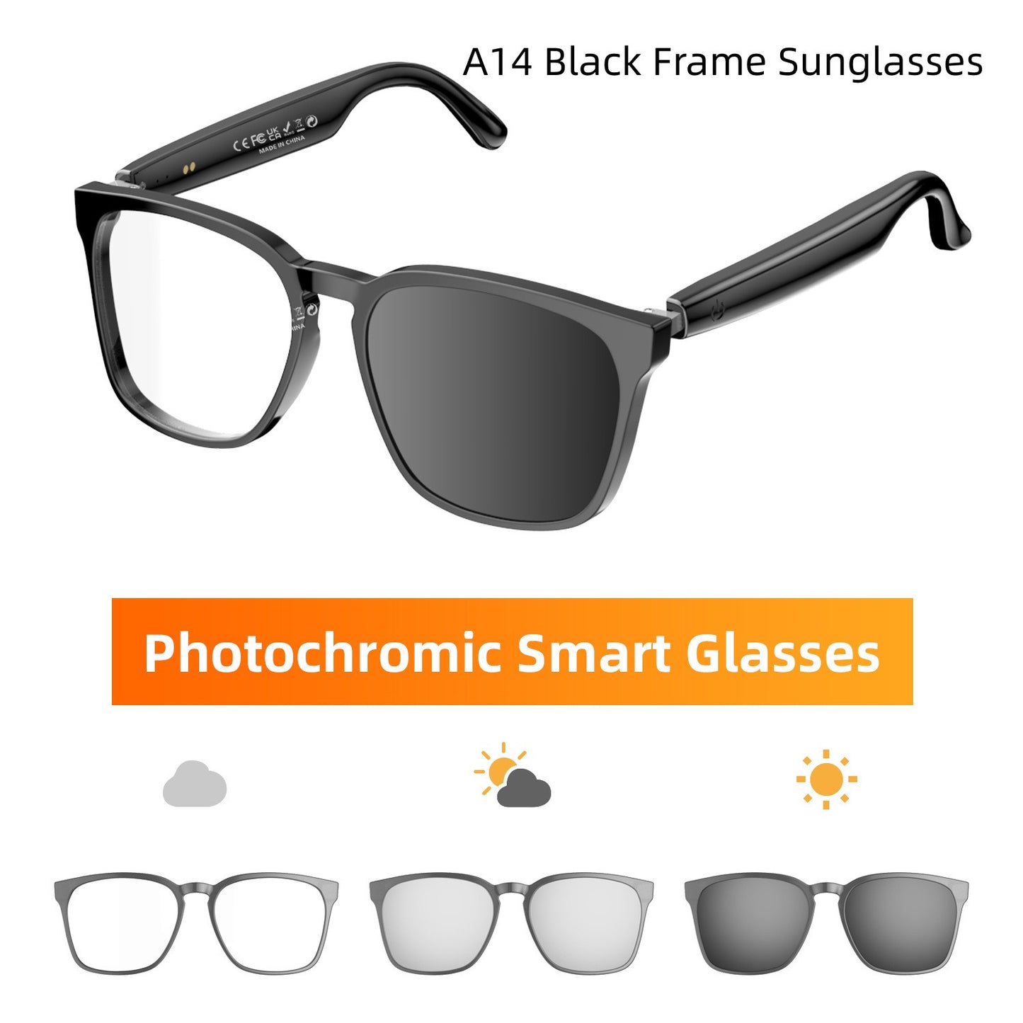 STRYKR Photochrome Bril – AI Smart Bril met Meekleurende Lens, Bluetooth & Vertaling – foto 2