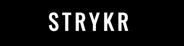 STRYKR logo wit op zwart